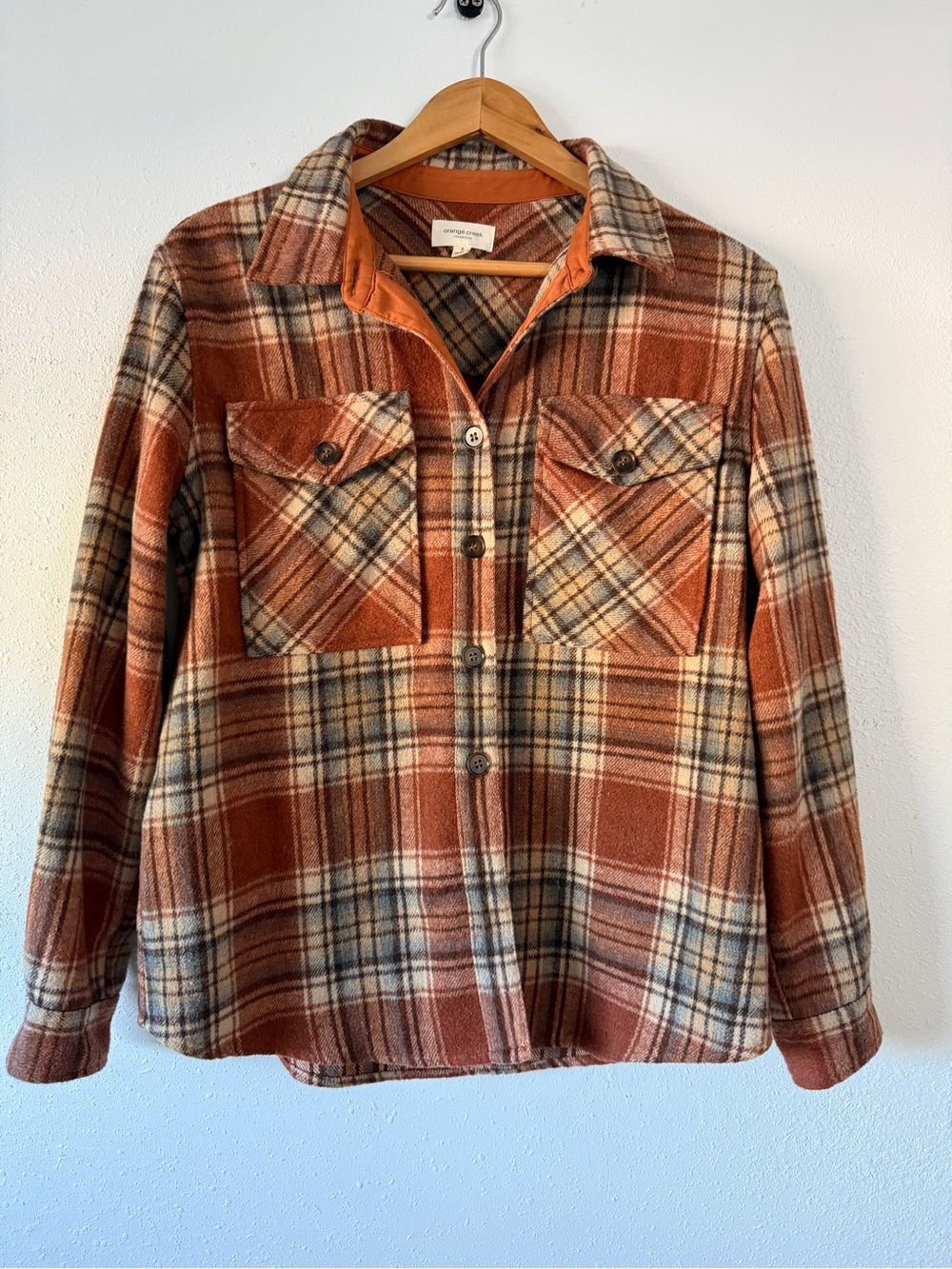 Vintage-Inspired Rust and Cream Plaid shacket